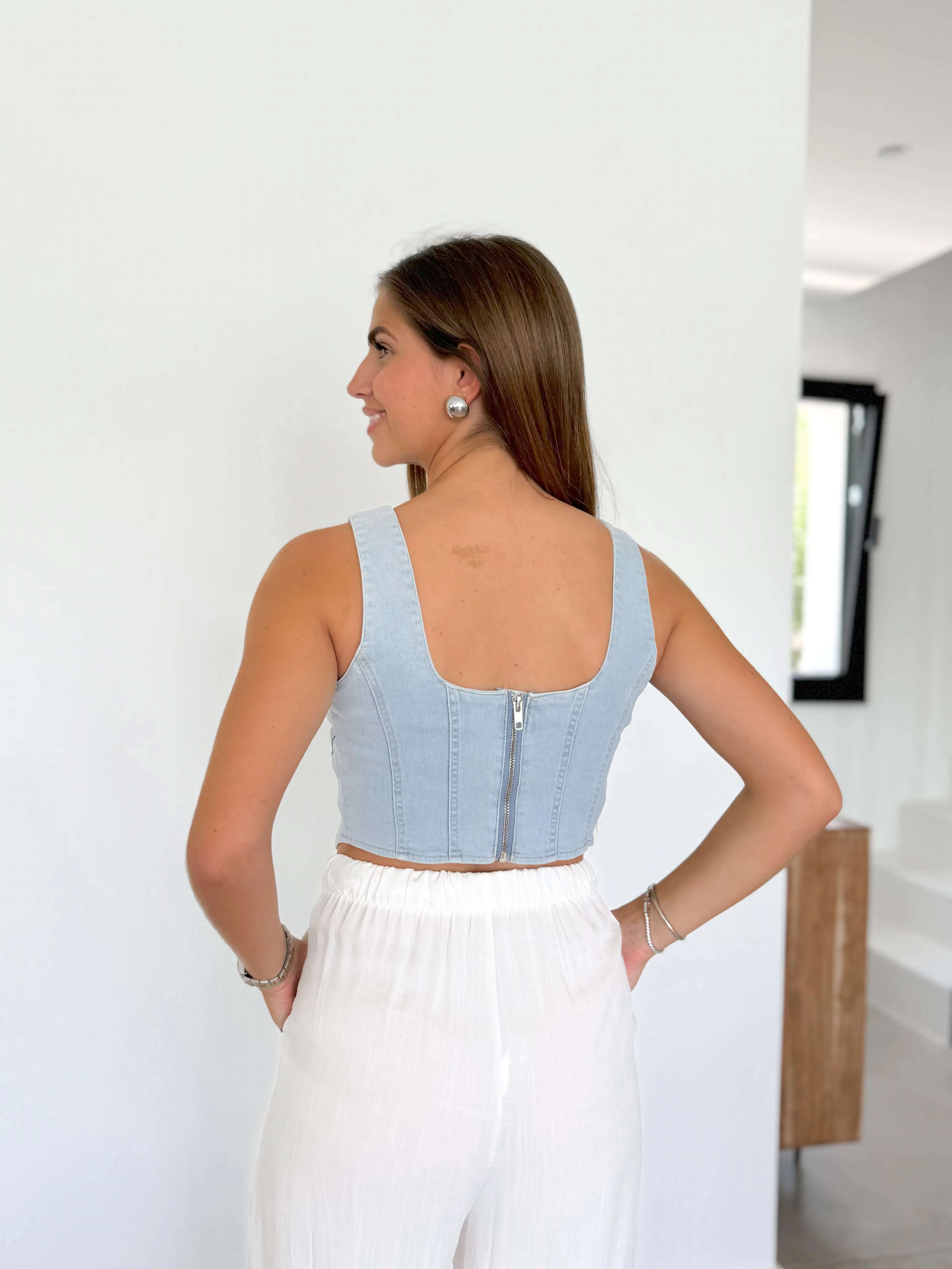 Top crop cremallera denim sold by Sorellas product image thumbnail 4