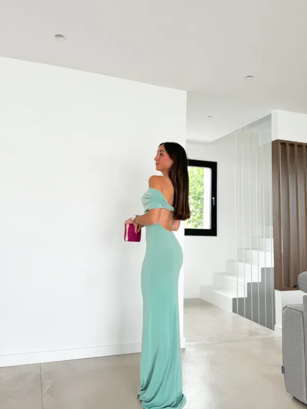 Vestido bardot espalda menta sold by Sorellas