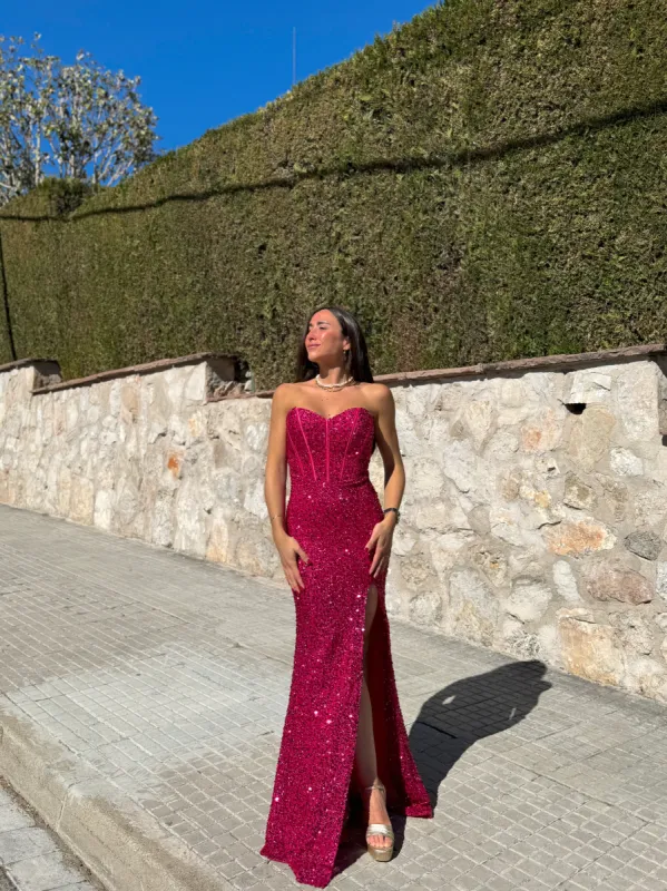 Vestido corse sirena glitter fucsia sold by Sorellas