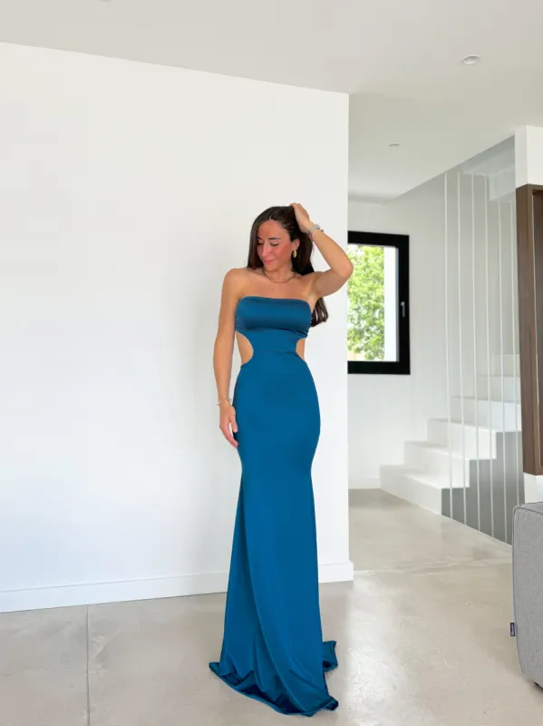 Vestido palabra aberturas sirena petróleo sold by Sorellas