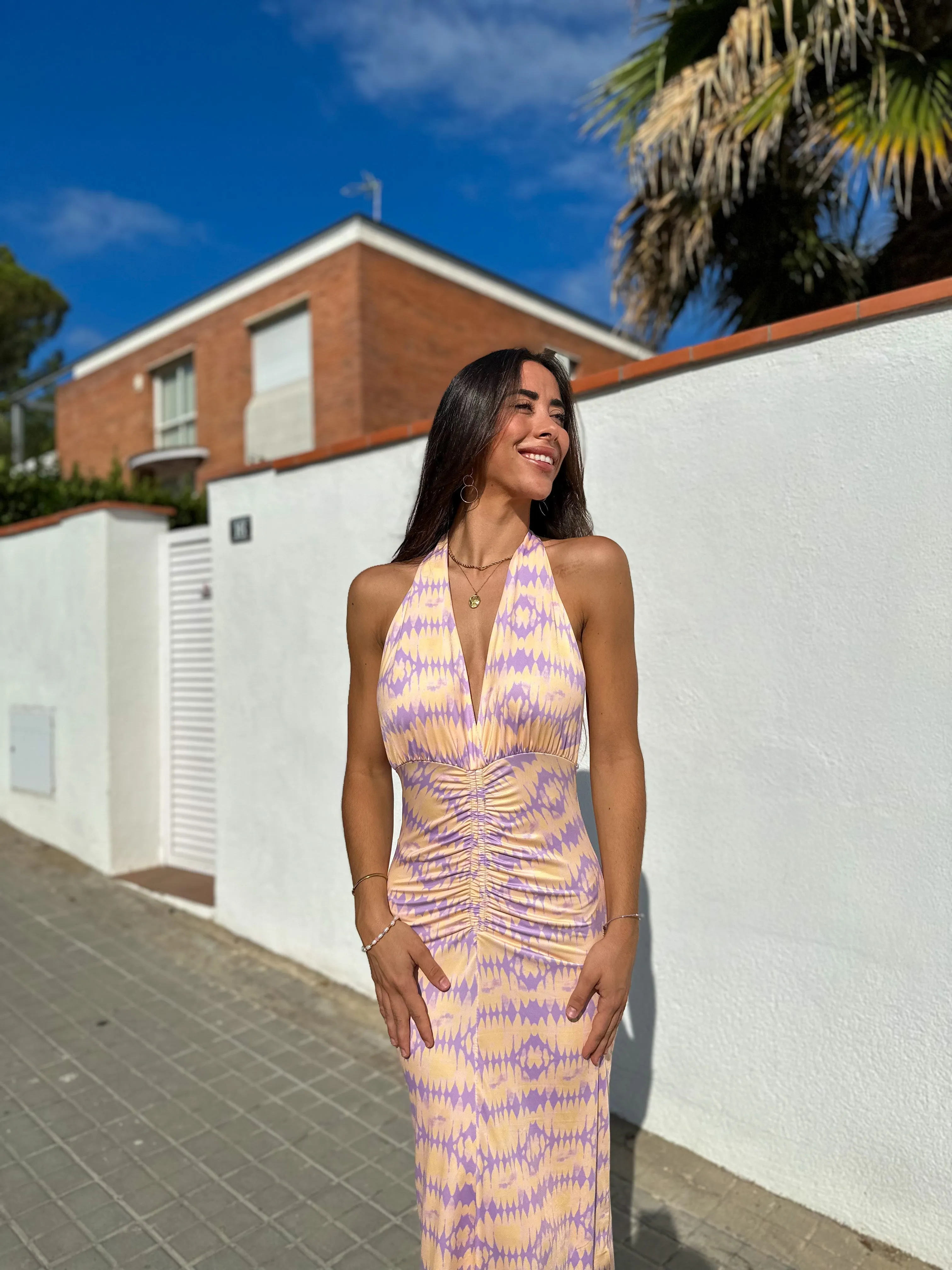 Vestido frunce estampado lila sold by Sorellas product image thumbnail 2