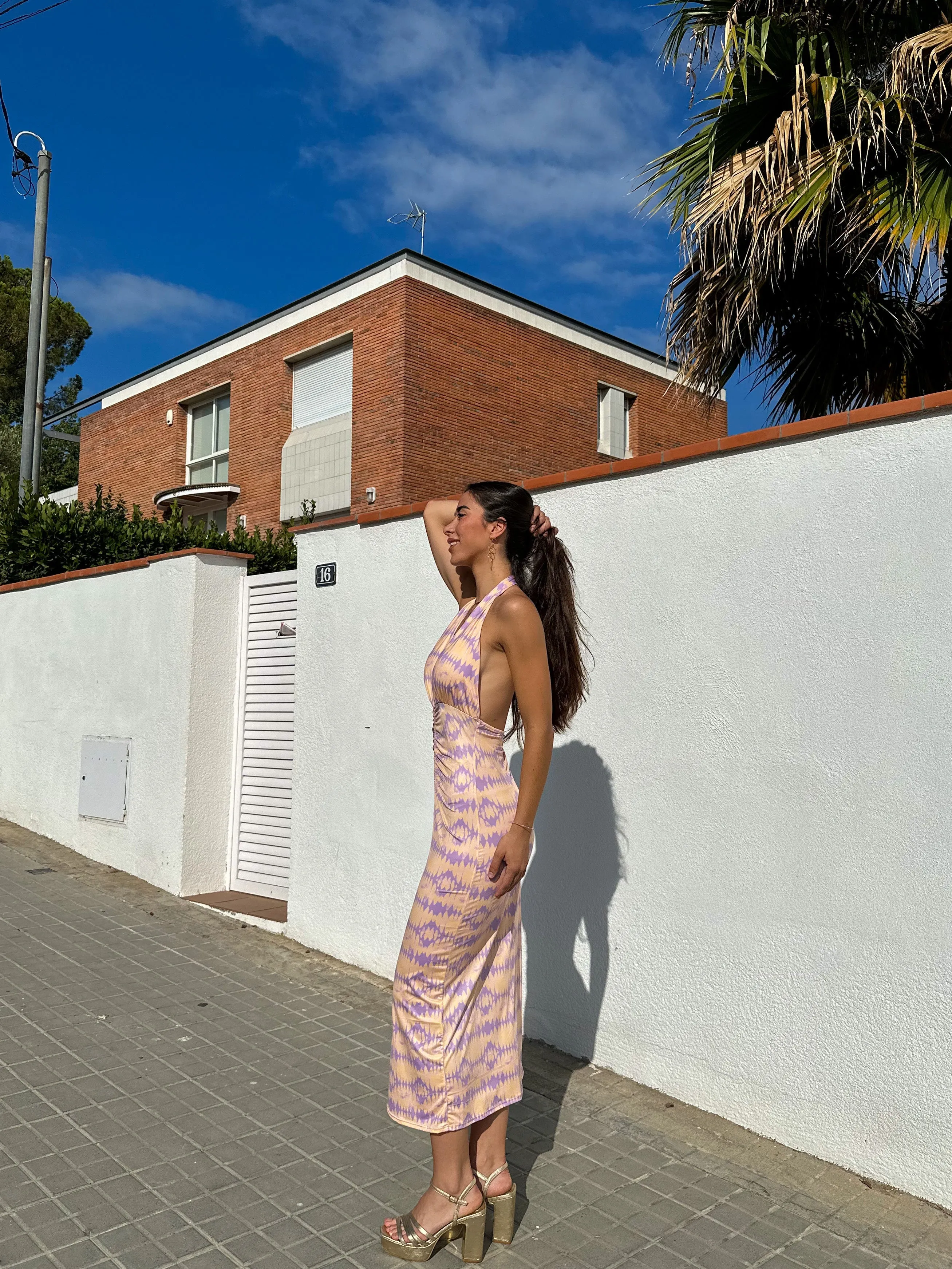 Vestido frunce estampado lila sold by Sorellas product image thumbnail 5