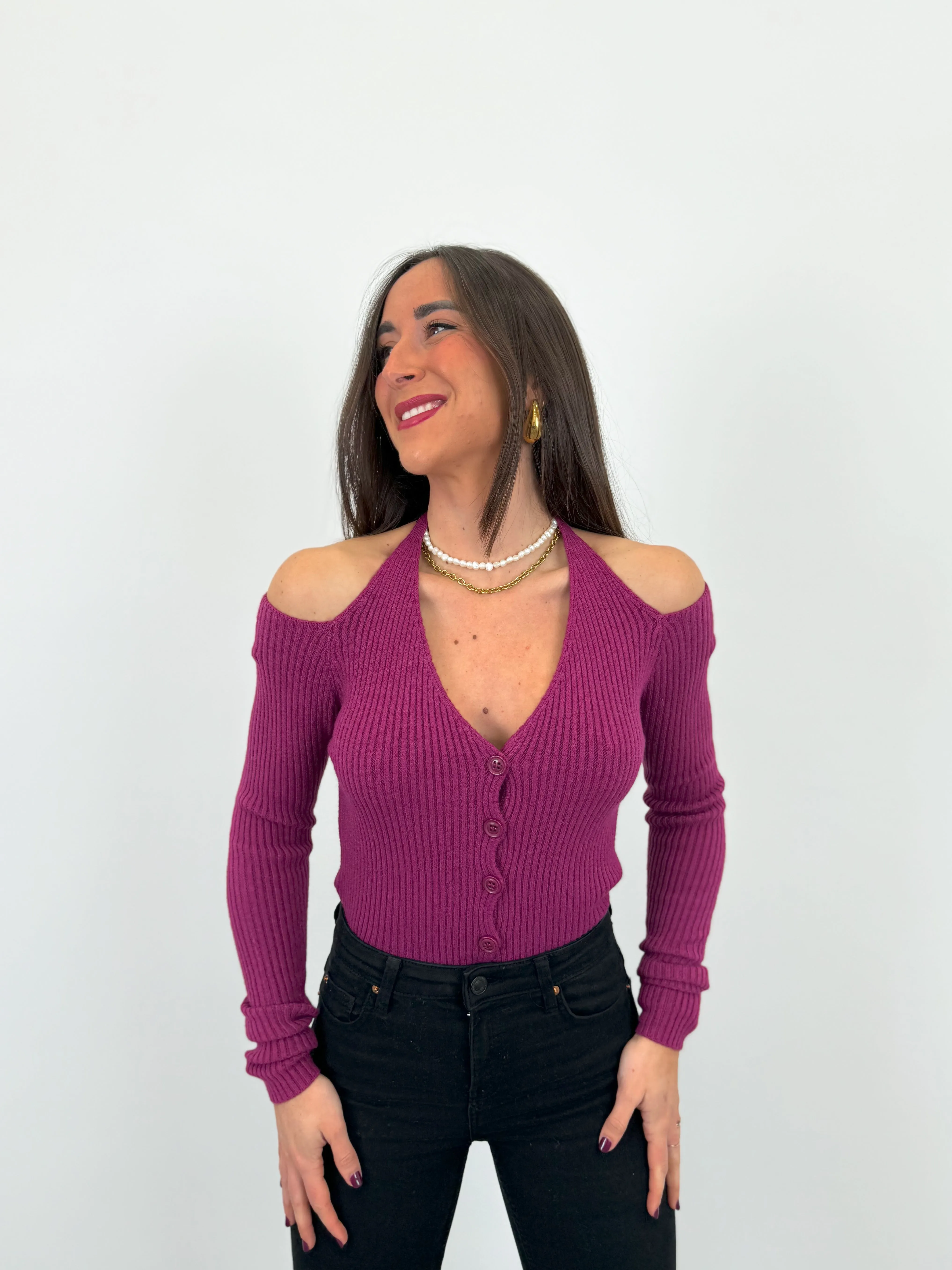 Jersey cruzado botones amarena sold by Sorellas product image thumbnail 2