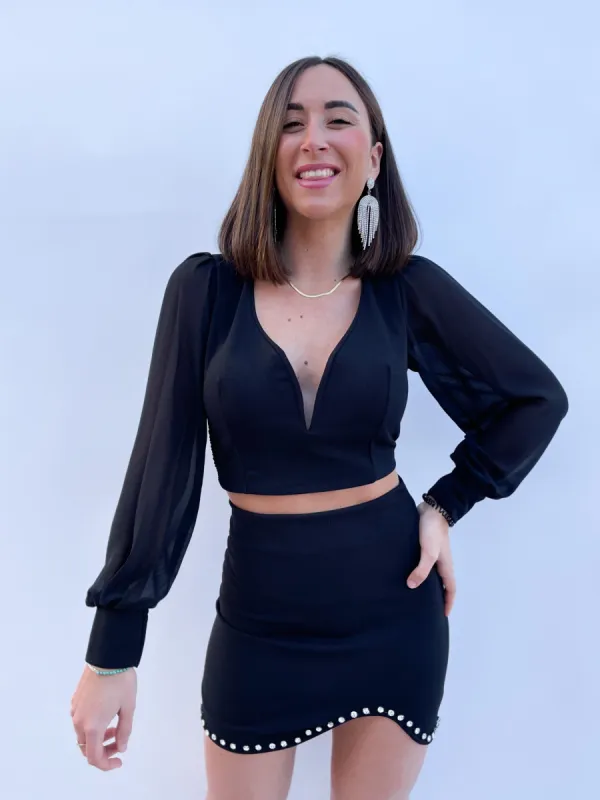 Top gasa corazón negro sold by Sorellas