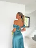 Vestido ballenas raso petróleo sold by Sorellas