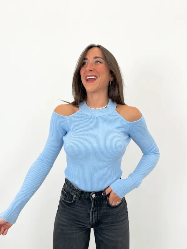 Jersey halter hombros azul sold by Sorellas