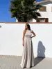 Vestido halter raso beige sold by Sorellas