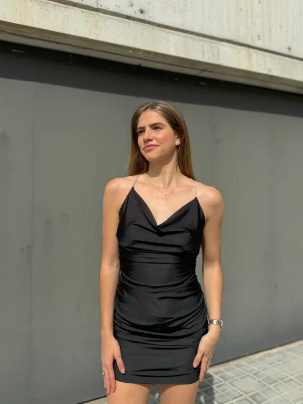 Vestido mini cordones strass negro sold by Sorellas