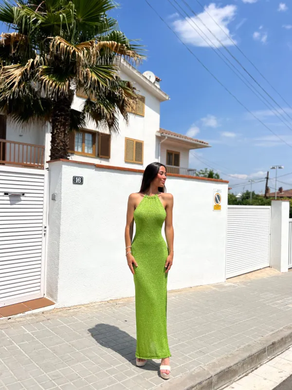Vestido halter punto verde sold by Sorellas