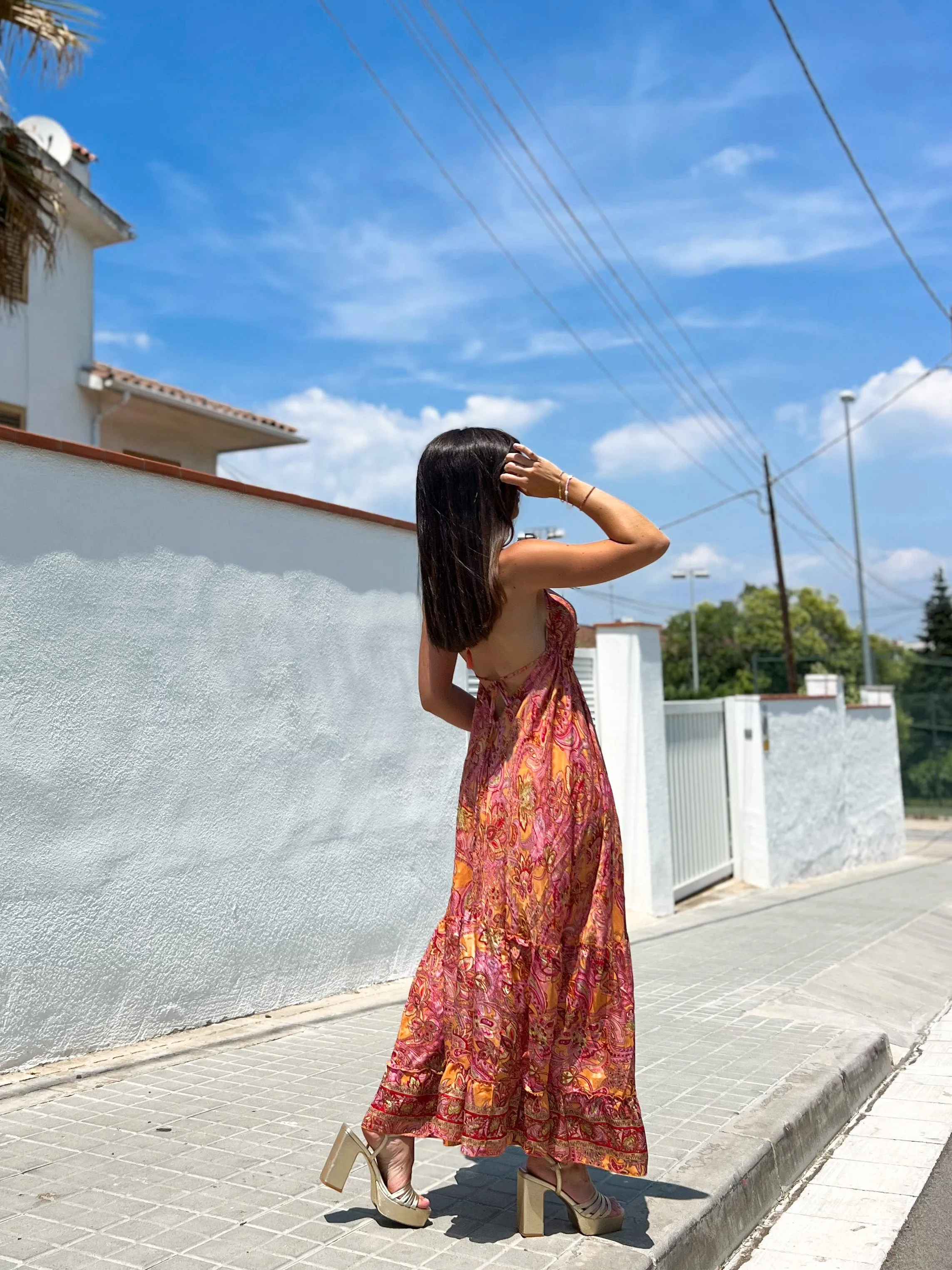 Vestido boho largo melocotón sold by Sorellas