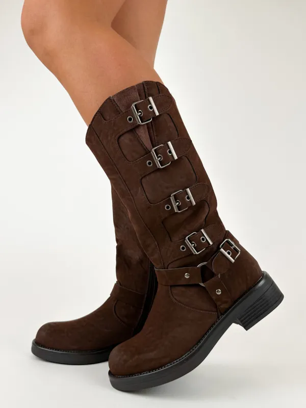 Bota biker hebillas ante marrón sold by Sorellas