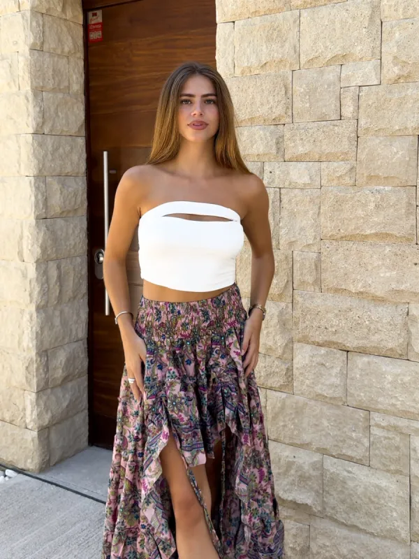 Falda asimétrica boho malva sold by Sorellas