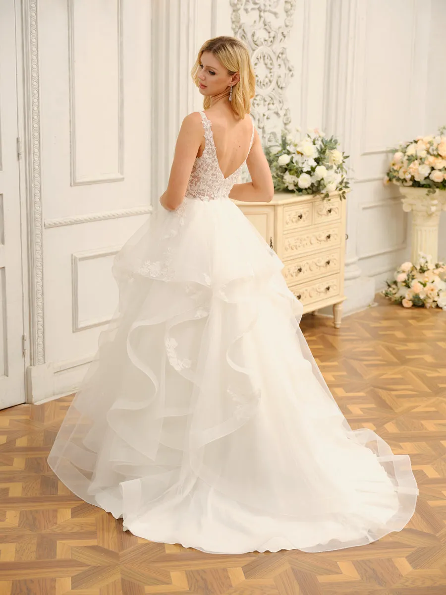 V-Neck Sleeveless Long Ball Gown Wedding Dresses with Appliques sold by Lavetir product image thumbnail 2
