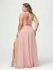 A-Line/Princess Halter Sleeveless Chiffon Ruched Split Side Plus Size Bridesmaid Dresses with Pockets sold by Lavetir