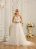 Spaghetti Straps V-Neck Sleeveless Long Wedding Dresses with Appliques & Beading sold by Lavetir