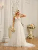 Spaghetti Straps V-Neck Sleeveless Long Wedding Dresses with Appliques & Beading sold by Lavetir