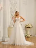 Spaghetti Straps V-Neck Sleeveless Long Wedding Dresses with Appliques & Beading sold by Lavetir