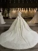 Gorgeous Off-the-Shoulder Chapel Train Ball Gown Wedding Dresses with Bowknot & Beading Appliques sold by Lavetir