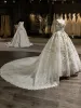 Gorgeous Off-the-Shoulder Chapel Train Ball Gown Wedding Dresses with Bowknot & Beading Appliques sold by Lavetir