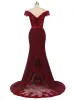 Trumpet/Mermaid Off-the-Shoulder V-Neck Split With Applique Floor-Length Bridesmaid Dresses sold by Lavetir