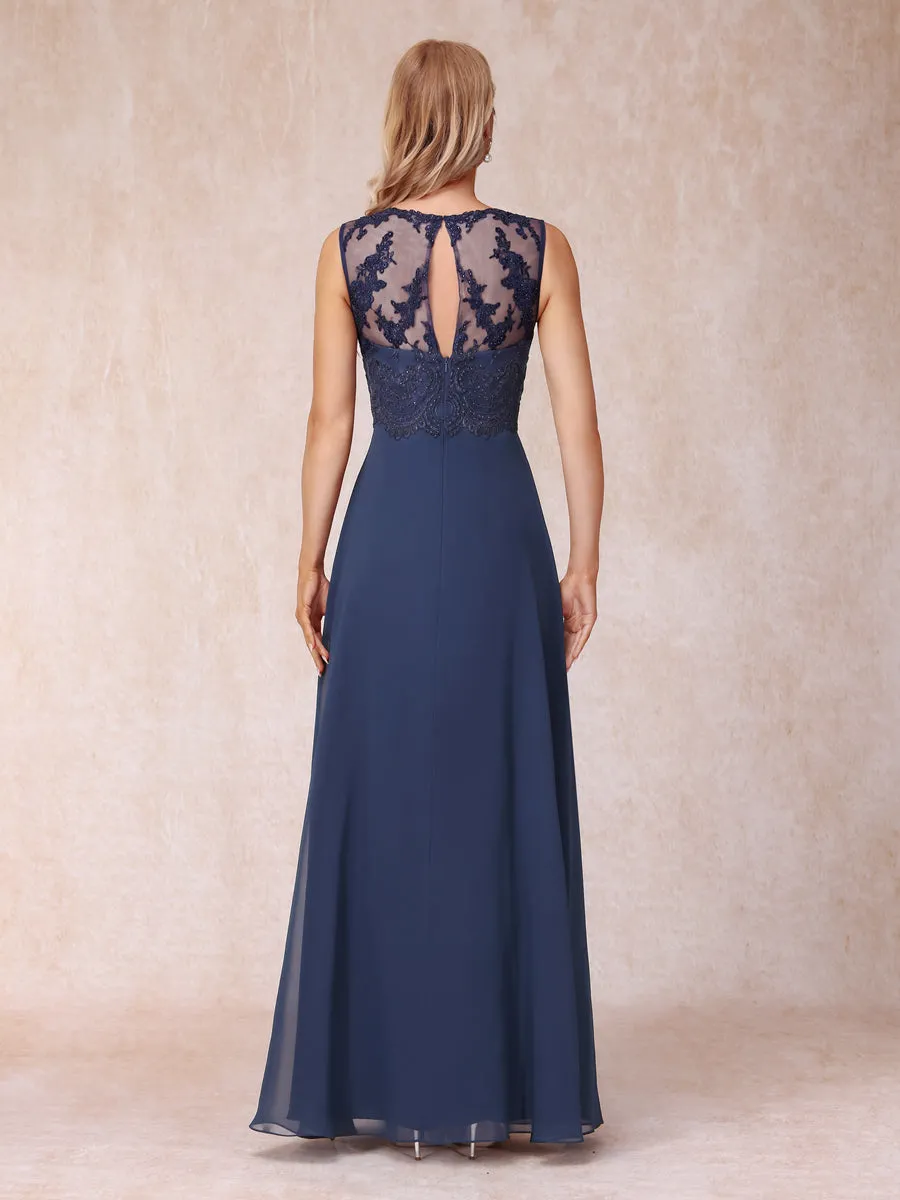 A-Line Chiffon Long Mother of the Bride Dresses with Jacket & Appliques sold by Lavetir product image thumbnail 4