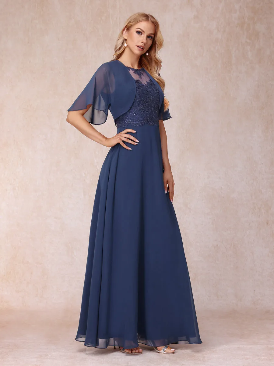 A-Line Chiffon Long Mother of the Bride Dresses with Jacket & Appliques sold by Lavetir product image thumbnail 5