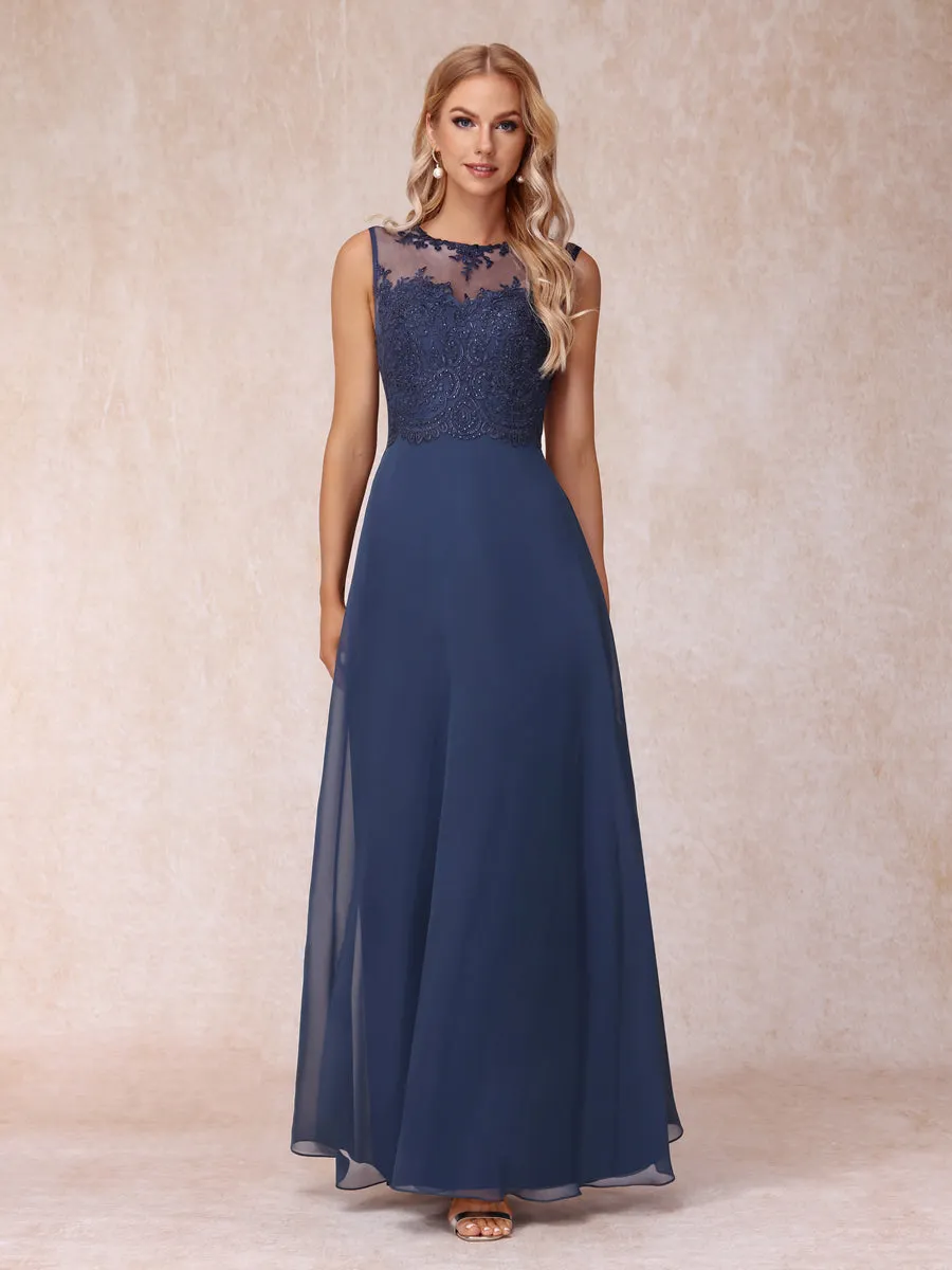 A-Line Chiffon Long Mother of the Bride Dresses with Jacket & Appliques sold by Lavetir product image thumbnail 3