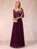 A-Line/Princess V-Neck 3/4 Sleeves Long Formal Evening Dresses with Beading sold by Lavetir