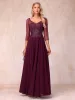 A-Line/Princess V-Neck 3/4 Sleeves Long Formal Evening Dresses with Beading sold by Lavetir