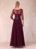 A-Line/Princess V-Neck 3/4 Sleeves Long Formal Evening Dresses with Beading sold by Lavetir