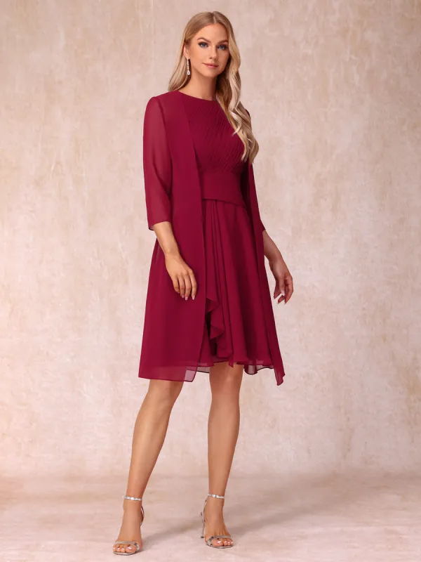 A-Line/Princess Scoop Sleeveless Short Formal Evening Dresses with Ruched & Jacket sold by Lavetir