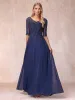 A-Line/Princess V-Neck Half Sleeves Long Formal Evening Dresses with Beading sold by Lavetir