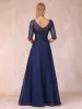 A-Line/Princess V-Neck Half Sleeves Long Formal Evening Dresses with Beading sold by Lavetir