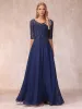 A-Line/Princess V-Neck Half Sleeves Long Formal Evening Dresses with Beading sold by Lavetir