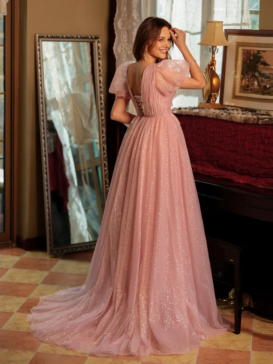 A-Line/Princess V-Neck Split Side Long Prom Dresses with Bow-Knot sold by Lavetir product image thumbnail 2