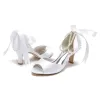 Women's Silk Satin With Ankle Strap Lace-up Pearl Peep Toe Spool Heel Party Shoes sold by Lavetir