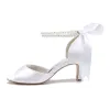 Women's Silk Satin With Ankle Strap Lace-up Pearl Peep Toe Spool Heel Party Shoes sold by Lavetir