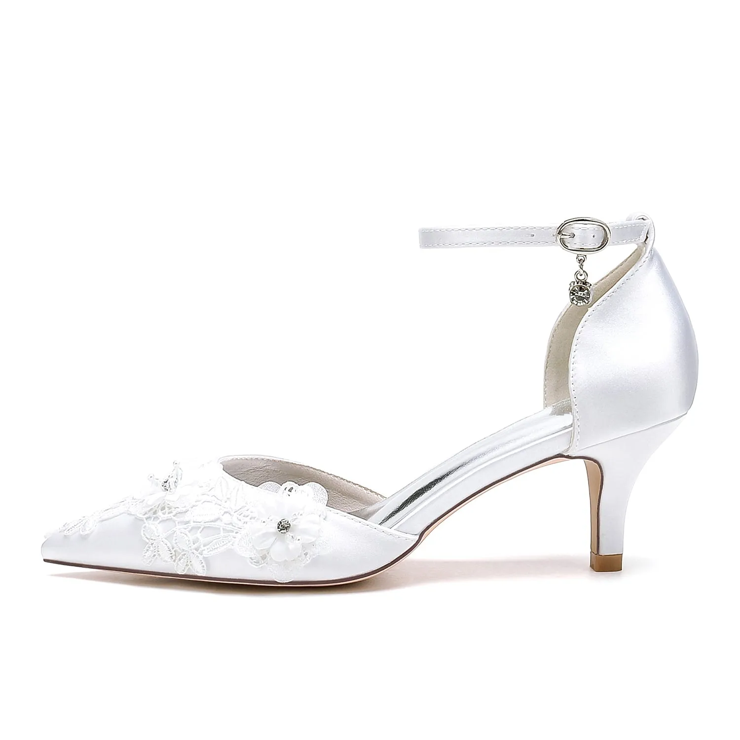 Women's Silk Satin With Ankle Strap Flower Closed Toe Stiletto Heel Party Shoes sold by Lavetir product image thumbnail 3