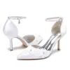 Women's Silk Satin With Ankle Strap Flower Closed Toe Stiletto Heel Wedding Shoes sold by Lavetir