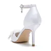 Women's Silk Satin With Ankle Strap Flower Closed Toe Stiletto Heel Wedding Shoes sold by Lavetir