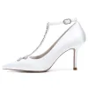 Women's Silk Satin Ankle Strap With Rhinestone Closed Toe Stiletto Heel Evening Shoes sold by Lavetir