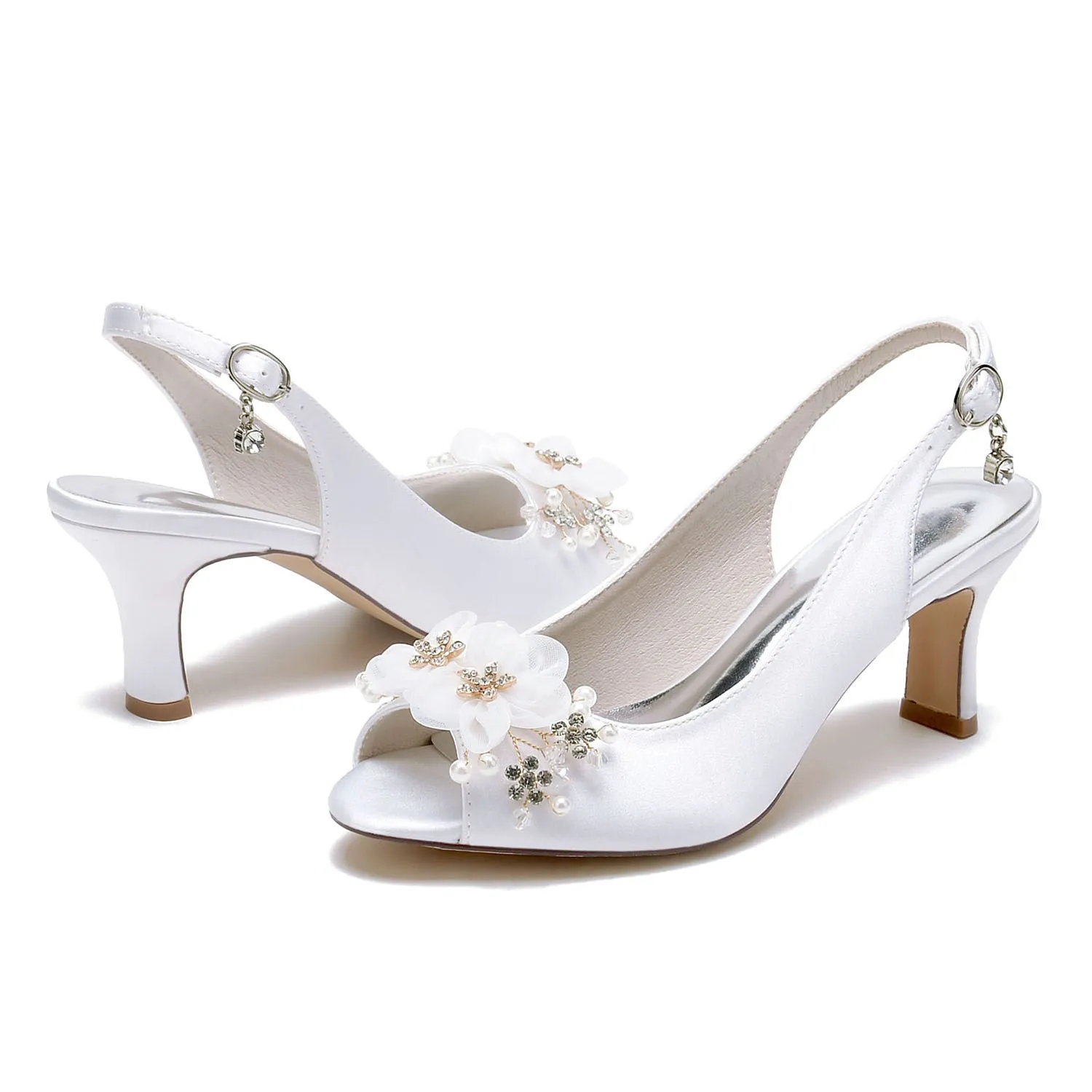 Women's Silk Satin With Flower Peep Toe Spool Heel Party Shoes sold by Lavetir product image thumbnail 3