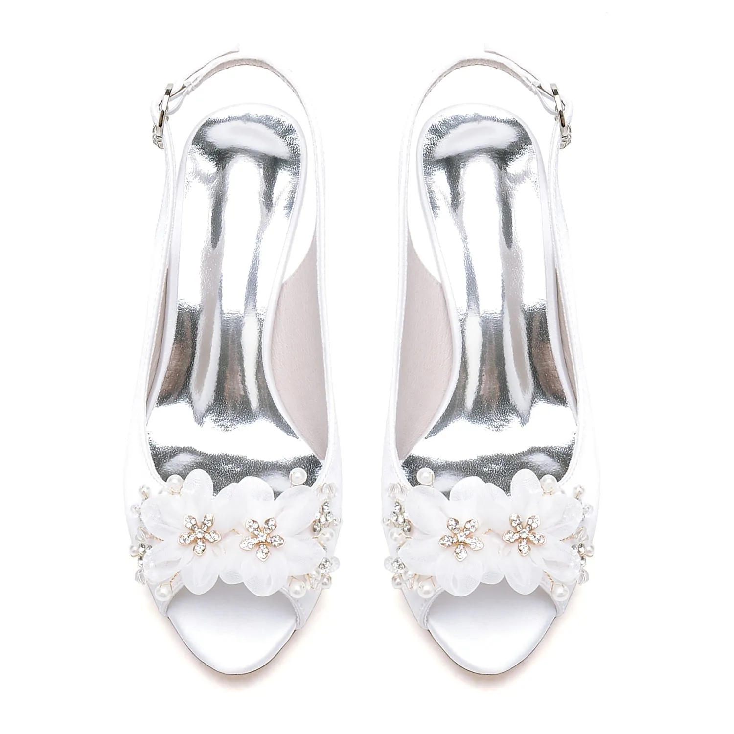 Women's Silk Satin With Flower Peep Toe Spool Heel Party Shoes sold by Lavetir product image thumbnail 4