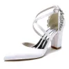 Women's Silk Satin Closed Toe With Ankle Strap Rhinestone Chunky Heel Evening Shoes sold by Lavetir