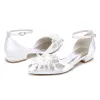 Women's Silk Satin With Ankle Strap Flower Rhinestone Closed Toe Flat Heel Evening Shoes sold by Lavetir
