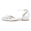 Women's Silk Satin With Ankle Strap Flower Rhinestone Closed Toe Flat Heel Evening Shoes sold by Lavetir
