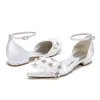 Women's Flat Heel Silk Satin With Ankle Strap Flower Closed Toe Wedding Shoes sold by Lavetir