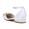 Women's Flat Heel Silk Satin With Ankle Strap Flower Closed Toe Wedding Shoes sold by Lavetir