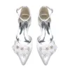 Women's Flat Heel Silk Satin With Ankle Strap Flower Closed Toe Wedding Shoes sold by Lavetir