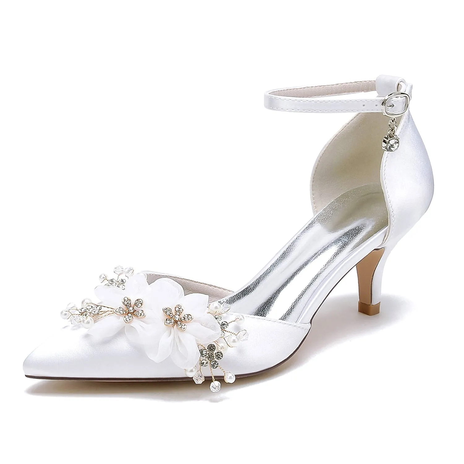 Women's Silk Satin With Ankle Strap Flower Closed Toe Stiletto Heel Evening Shoes sold by Lavetir